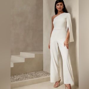White Crepe Jumpsuit from Banana Republic